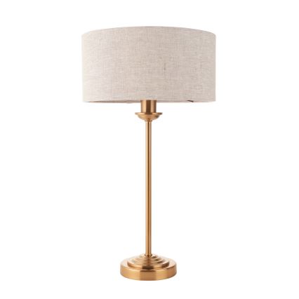 Endon 110728 - Bordslampa HIGHCLERE 1xE14/7W/230V beige/mässing Ø 25 cm