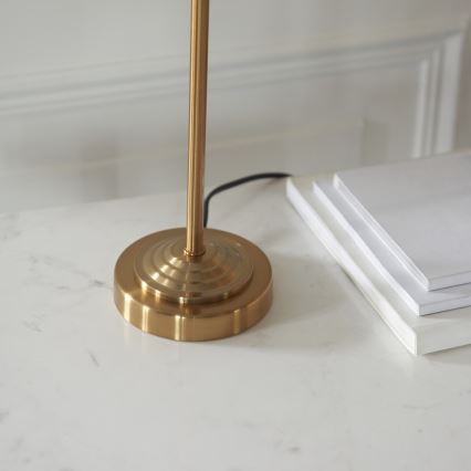 Endon 110728 - Bordslampa HIGHCLERE 1xE14/7W/230V beige/mässing Ø 25 cm