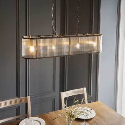 Endon 110945 - Ljuskrona på kedja RIDGETON 4xE14/6W/230V mässing/genomskinlig