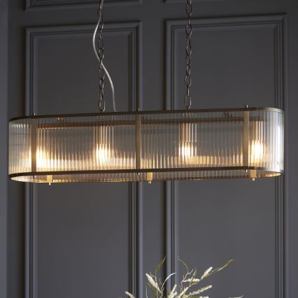 Endon 110945 - Ljuskrona på kedja RIDGETON 4xE14/6W/230V mässing/genomskinlig