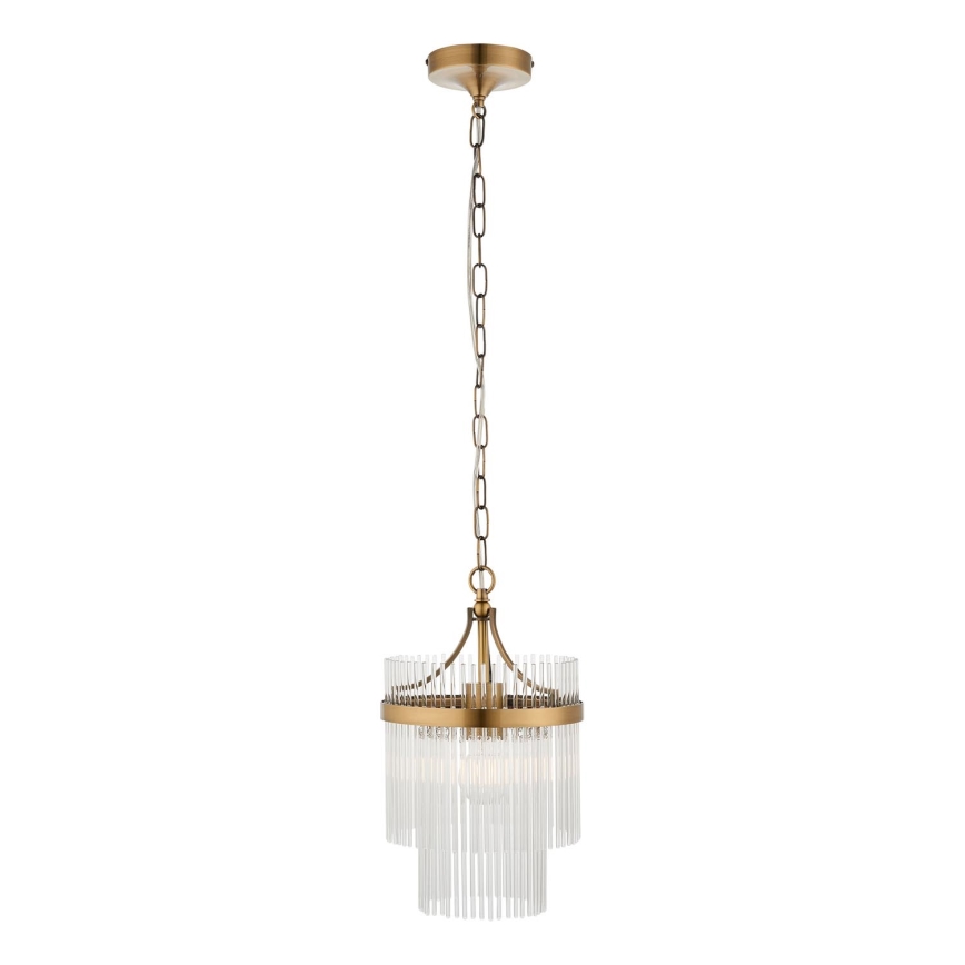 Endon 112572 - Taklampa på kedja MARIETTA 1xE27/10W/230V mässing/klarglas