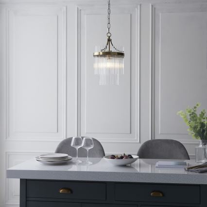 Endon 112572 - Taklampa på kedja MARIETTA 1xE27/10W/230V mässing/klarglas