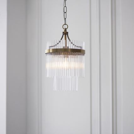 Endon 112572 - Taklampa på kedja MARIETTA 1xE27/10W/230V mässing/klarglas