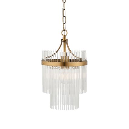 Endon 112572 - Taklampa på kedja MARIETTA 1xE27/10W/230V mässing/klarglas