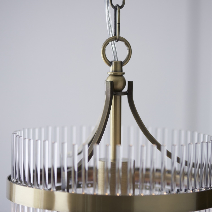 Endon 112572 - Taklampa på kedja MARIETTA 1xE27/10W/230V mässing/klarglas