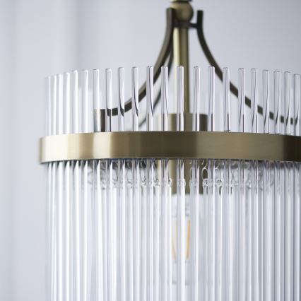 Endon 112572 - Taklampa på kedja MARIETTA 1xE27/10W/230V mässing/klarglas