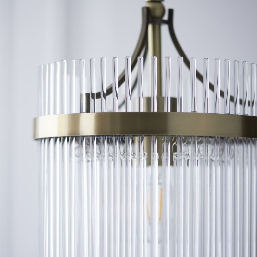 Endon 112572 - Taklampa på kedja MARIETTA 1xE27/10W/230V mässing/klarglas