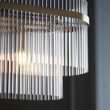 Endon 112573 - Ljuskrona på kedja MARIETTA 4xE14/6W/230V mässing/genomskinlig