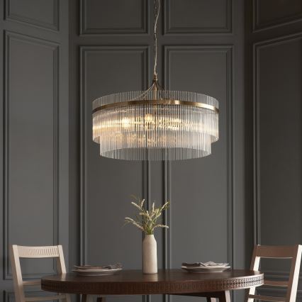 Endon 112574 - Kronlampa med kedja MARIETTA GRAND 7xE14/7W/230V mässing/klart glas