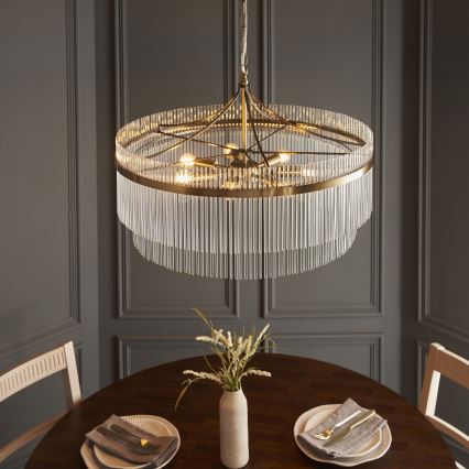 Endon 112574 - Kronlampa med kedja MARIETTA GRAND 7xE14/7W/230V mässing/klart glas