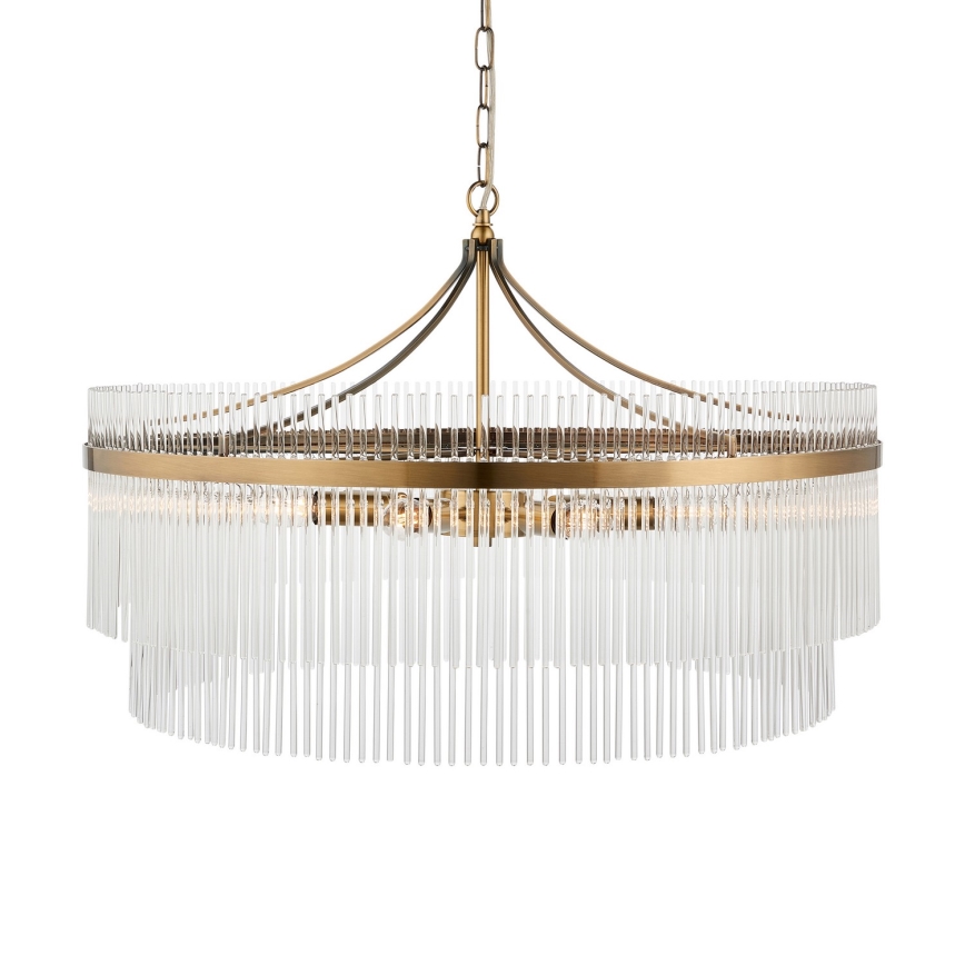 Endon 112574 - Kronlampa med kedja MARIETTA GRAND 7xE14/7W/230V mässing/klart glas