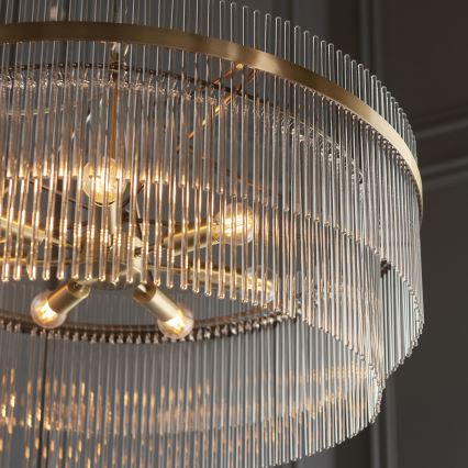 Endon 112574 - Kronlampa med kedja MARIETTA GRAND 7xE14/7W/230V mässing/klart glas