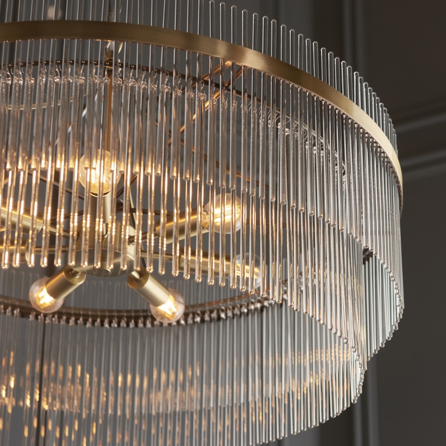 Endon 112574 - Kronlampa med kedja MARIETTA GRAND 7xE14/7W/230V mässing/klart glas