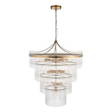 Endon 112576 - Ljuskrona på kedja MARIETTA 16xE14/6W/230V mässing/genomskinlig