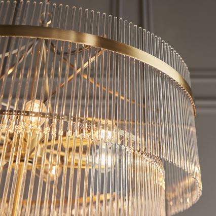 Endon 112576 - Ljuskrona på kedja MARIETTA 16xE14/6W/230V mässing/genomskinlig