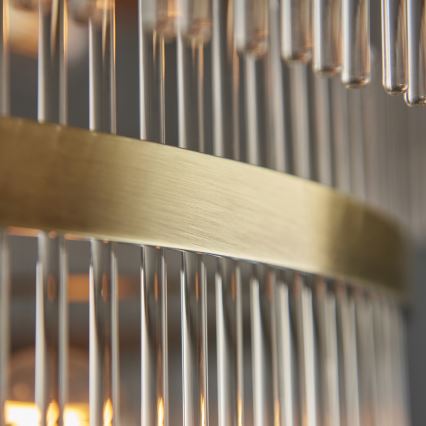 Endon 112793 - Ljuskrona på kedja MARIETTA GRAND 21xE14/6W/230V mässing/genomskinlig