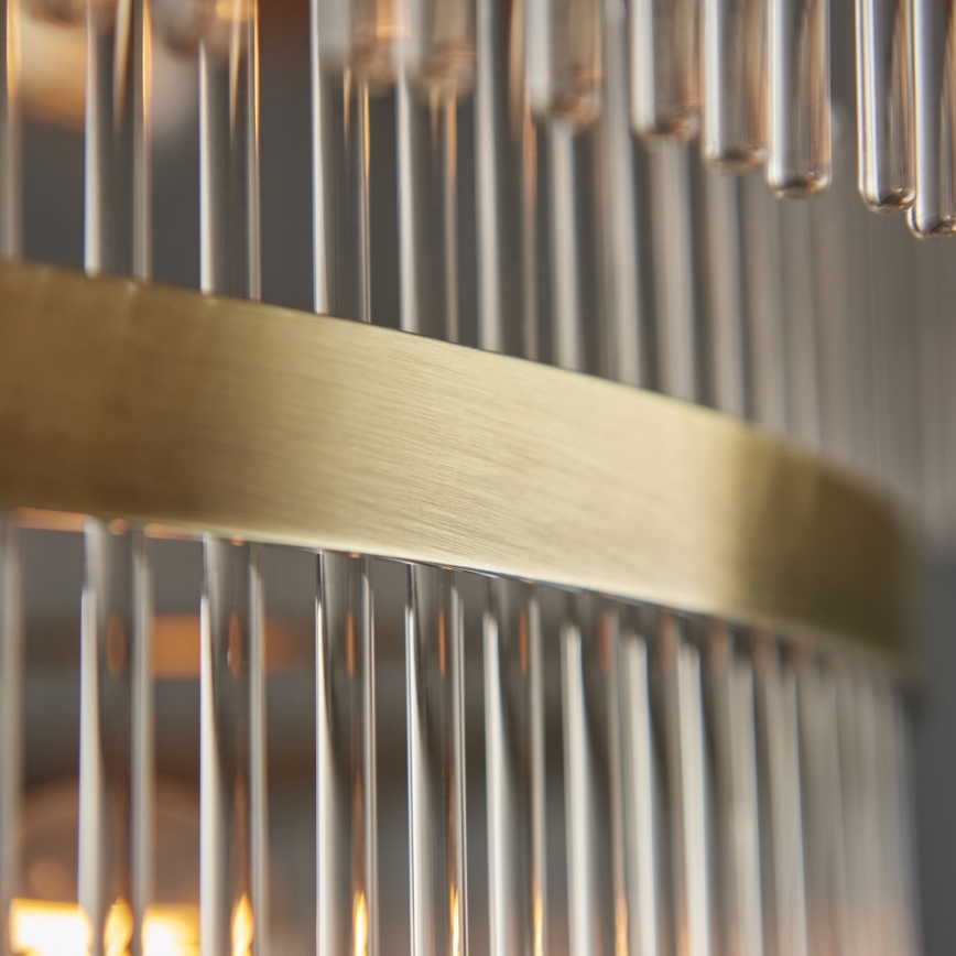 Endon 112793 - Ljuskrona på kedja MARIETTA GRAND 21xE14/6W/230V mässing/genomskinlig