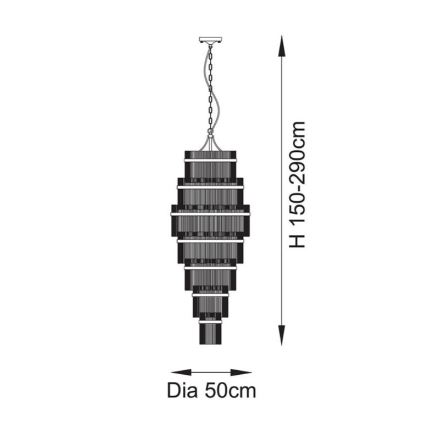 Endon 112793 - Ljuskrona på kedja MARIETTA GRAND 21xE14/6W/230V mässing/genomskinlig