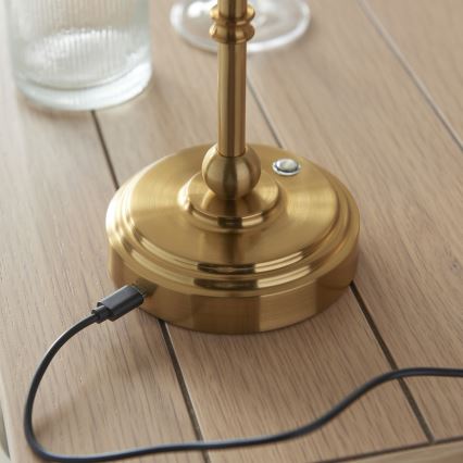 Endon 114804 - LED Ljusreglerad uppladdningsbar bordslampa BURLEY LED/1,5W/5V mässing/rosa