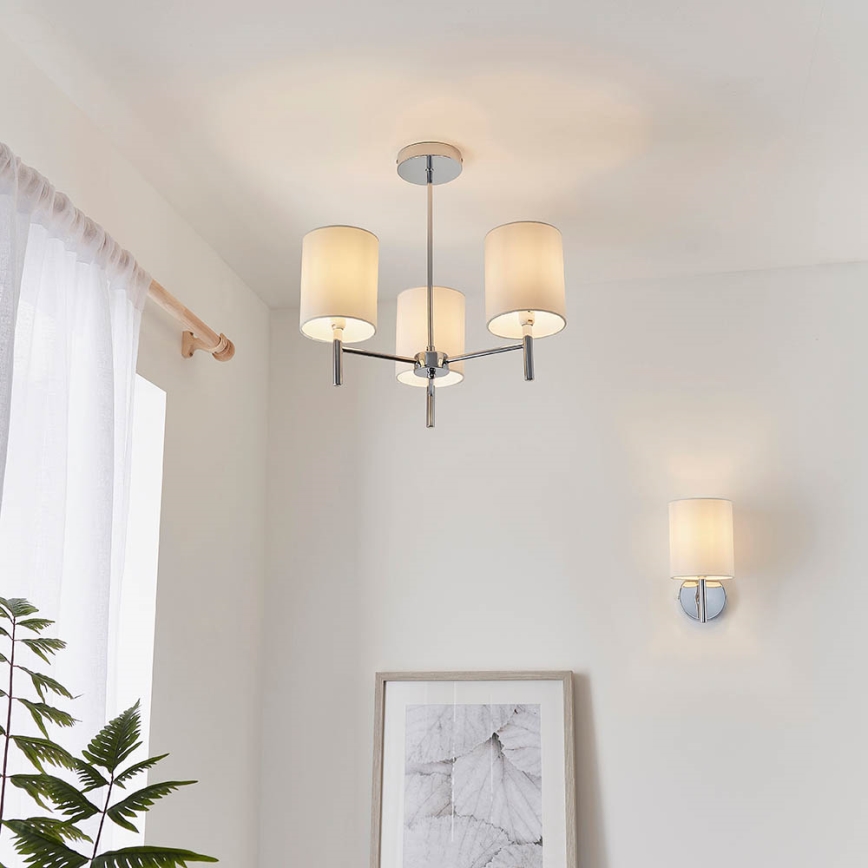 Endon 56642 - Pendelkrona BRIO 3xE14/40W/230V skinande krom/vit