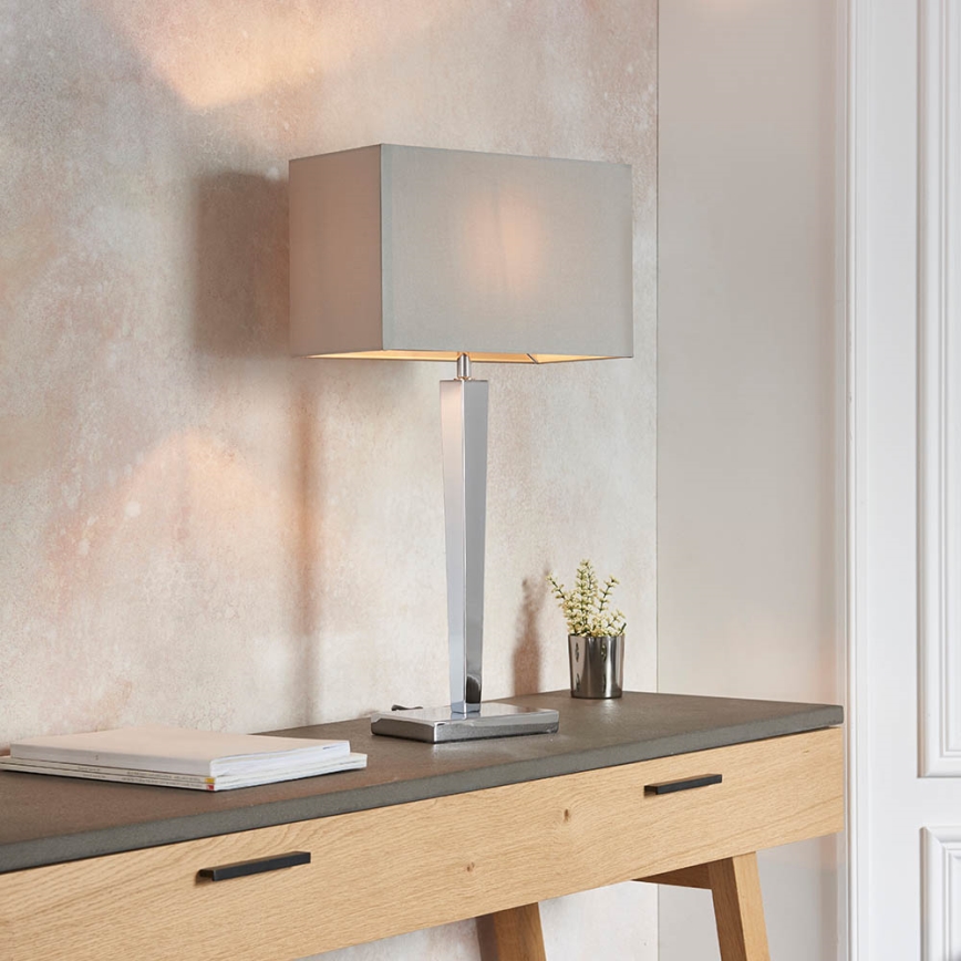 Endon 56707 - Bordslampa MORETO 1xE27/60W/230V skinande krom/grå