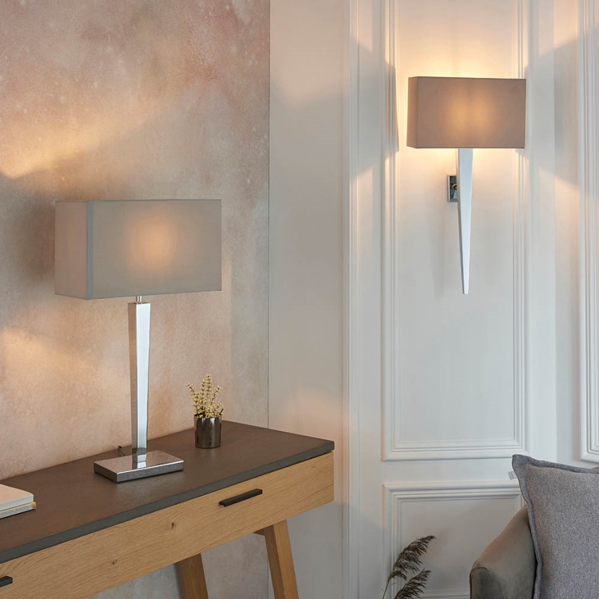 Endon 56707 - Bordslampa MORETO 1xE27/60W/230V skinande krom/grå