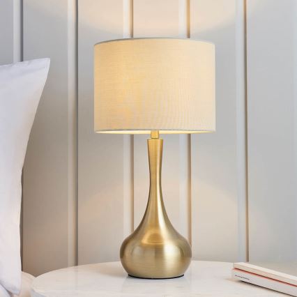 Endon 61191 - Dimbar bordslampa PICCADILLY 1xE14/40W/230V mässing/beige