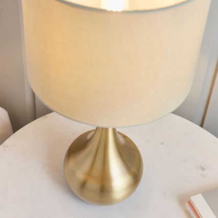 Endon 61191 - Dimbar bordslampa PICCADILLY 1xE14/40W/230V mässing/beige