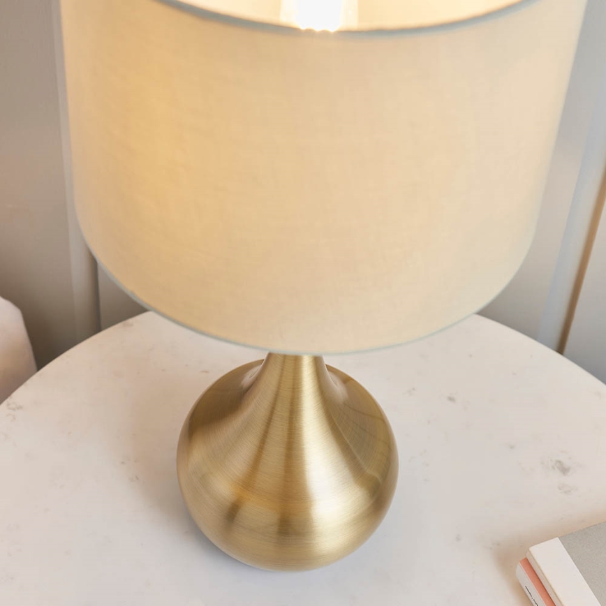 Endon 61191 - Dimbar bordslampa PICCADILLY 1xE14/40W/230V mässing/beige
