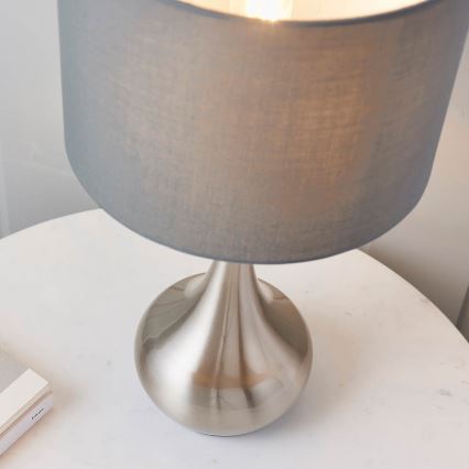 Endon 61192 - Dimbart bordslampa PICCADILLY 1xE14/40W/230V matt krom/grå