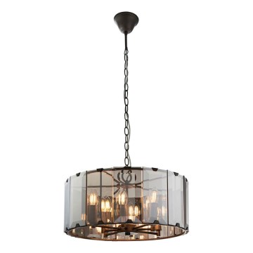 Endon 61294 - Ljuskrona på kedja CLOONEY 8xE14/40W/230V svart/rökig