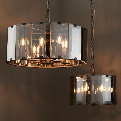 Endon 61294 - Ljuskrona på kedja CLOONEY 8xE14/40W/230V svart/rökig