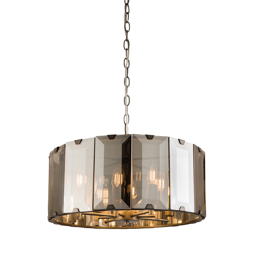 Endon 61294 - Ljuskrona på kedja CLOONEY 8xE14/40W/230V svart/rökig