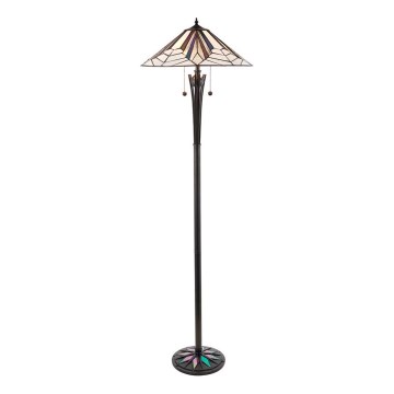 Endon 63934 - Golvlampa Tiffany ASTORIA, 2×E27/60W/230V, Ø 48 cm