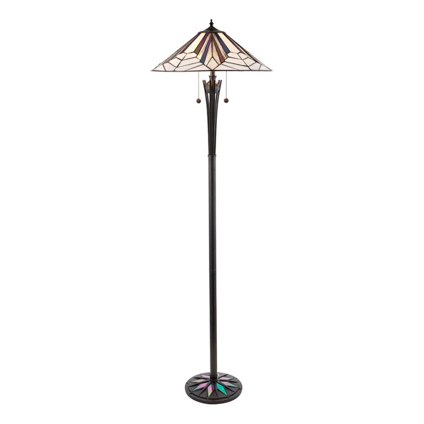Endon 63934 - Golvlampa Tiffany ASTORIA, 2×E27/60W/230V, Ø 48 cm