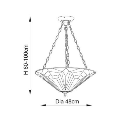 Endon 63936 - Ljuskrona med kedja Tiffany ASTORIA, 3x E27/60W/230V, Ø 48 cm
