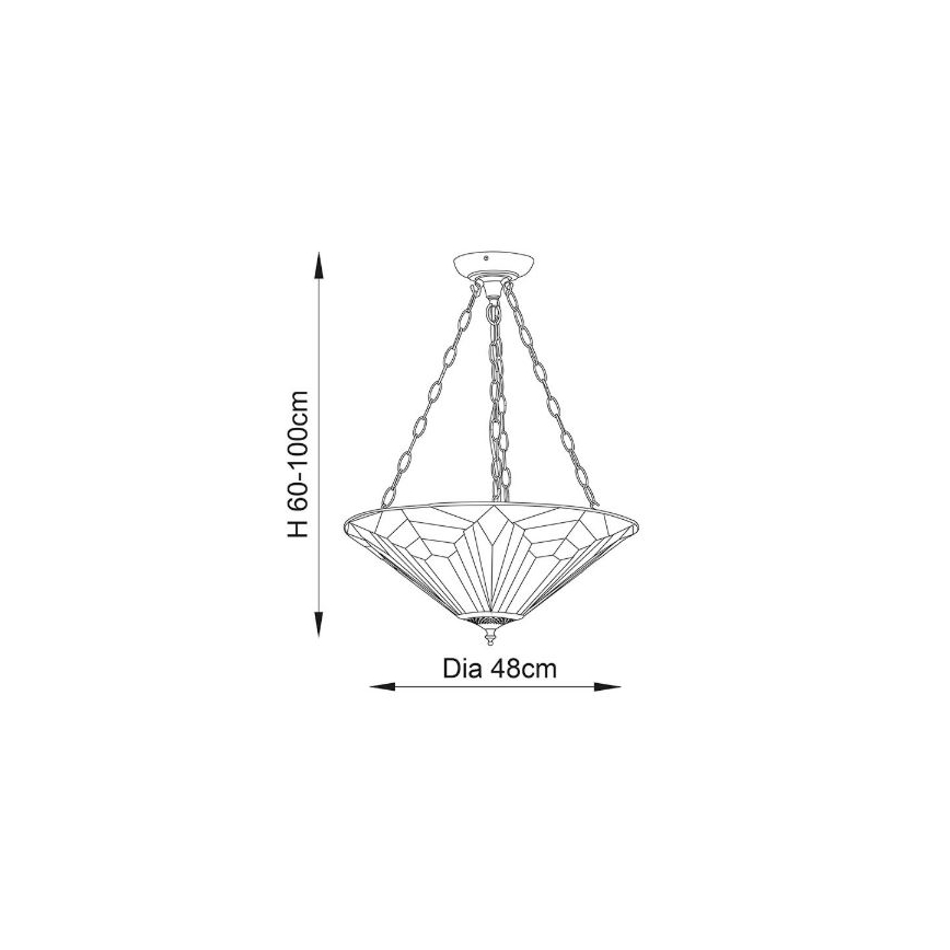 Endon 63936 - Ljuskrona med kedja Tiffany ASTORIA, 3x E27/60W/230V, Ø 48 cm