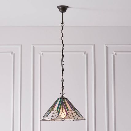Endon 63937 - Ljuskrona med kedja Tiffany ASTORIA 1xE27/60W/230V Ø 40 cm