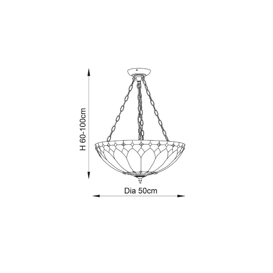 Endon 63976 - Ljuskrona med kedja Tiffany BROOKLYN 3xE27/60W/230V Ø 50 cm