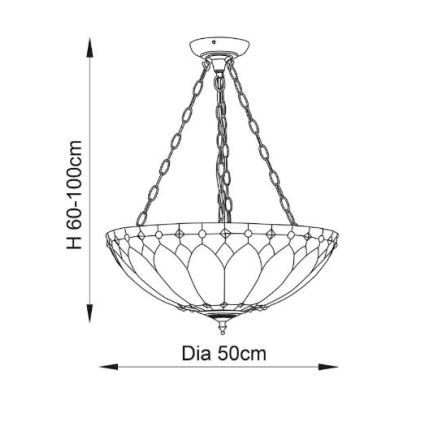 Endon 63976 - Taklampa med kedja BROOKLYN 3xE27/60W/230V Ø 50 cm