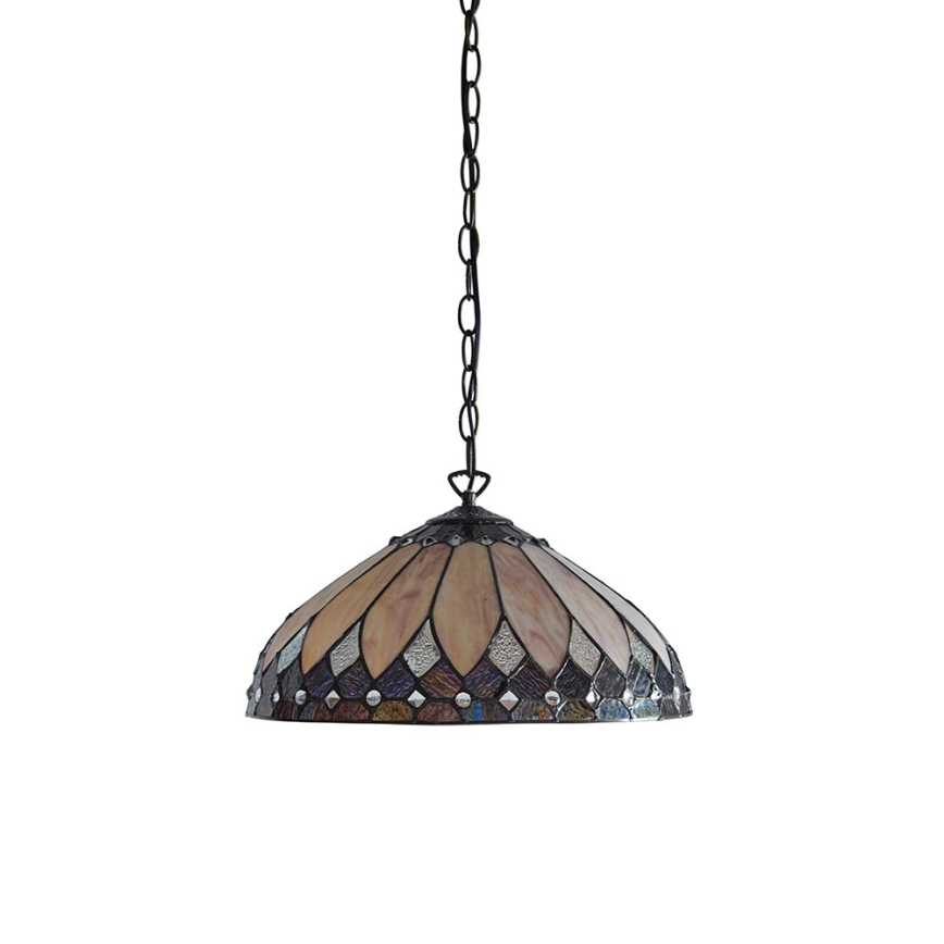 Endon 63977 - Tiffany BROOKLYN taklampa med kedja 1xE27/60W/230V Ø 40 cm