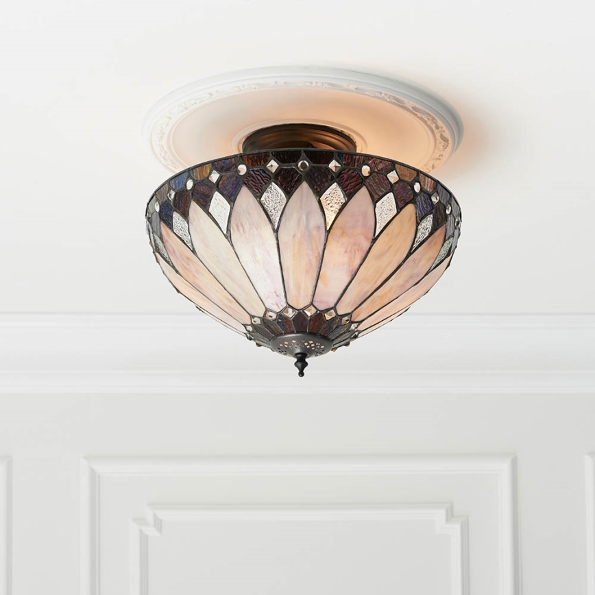 Endon 63978 - Ytmonterad Tiffany-taklampa BROOKLYN 3xE27/60W/230V Ø40 cm