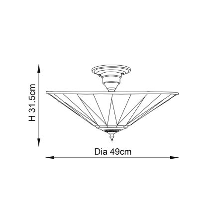 Endon 64043 - Plafondlampa Tiffany DARK STAR, 3x E27/60W/230V, Ø 49 cm