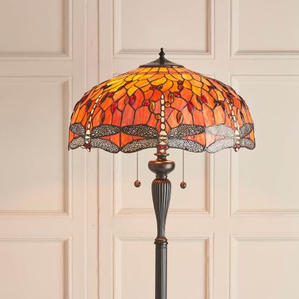 Endon 64070 - Golvlampa Tiffany DRAGONFLY 2xE27/60W/230V Ø 50 cm