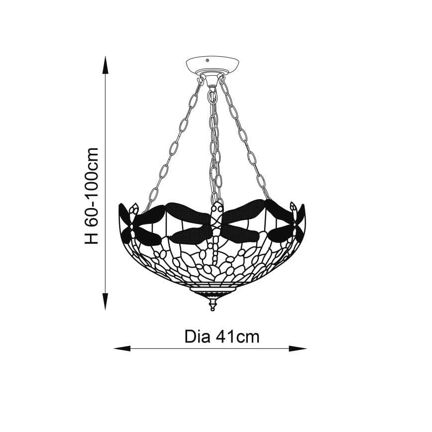 Endon 64075 - Taklampa med kedja DRAGONFLY 3xE27/60W/230V Ø 41 cm