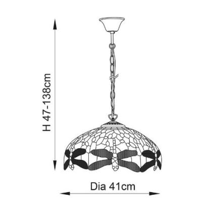 Endon 64080 - Ljuskrona med kedja DRAGONFLY, 3 x E27/60W/230V, Ø 41 cm