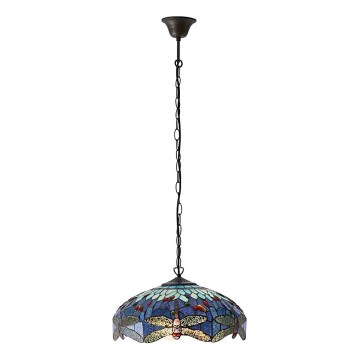 Endon 64080 - Tiffany-ljuskrona DRAGONFLY med kedja 3xE27/60W/230V Ø 41 cm