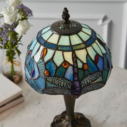 Endon 64088 - Bordslampa Tiffany DRAGONFLY 1xE14/40W/230V Ø 20 cm
