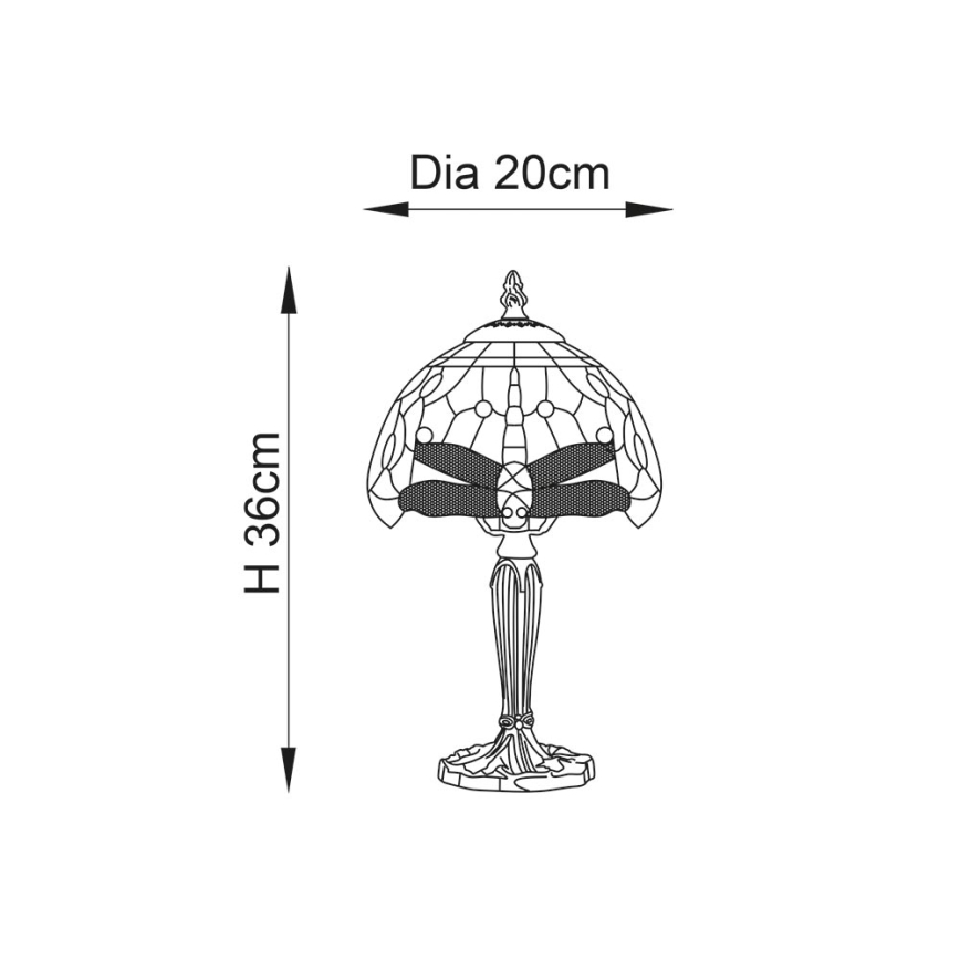 Endon 64088 - Bordslampa Tiffany DRAGONFLY 1xE14/40W/230V Ø 20 cm