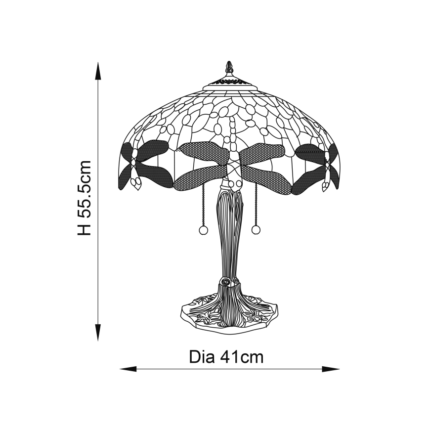 Endon 64093 - Bordslampa DRAGONFLY 2xE27/60W/230V Ø 41 cm